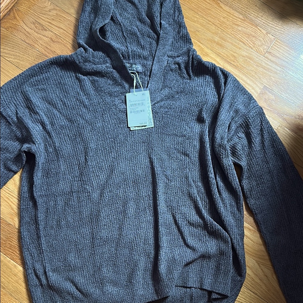 Women’s barefoot dreams Hooded Knit Sweater - Charcoal Gray size Medium NWT